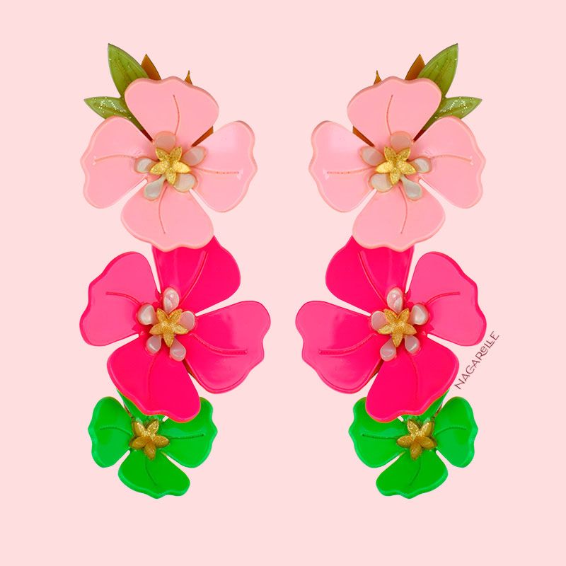 pendientes Amapolas Rosas