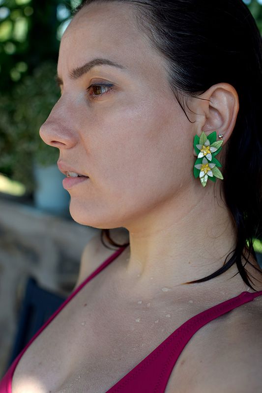 pendientes waterproof hoja de limonero