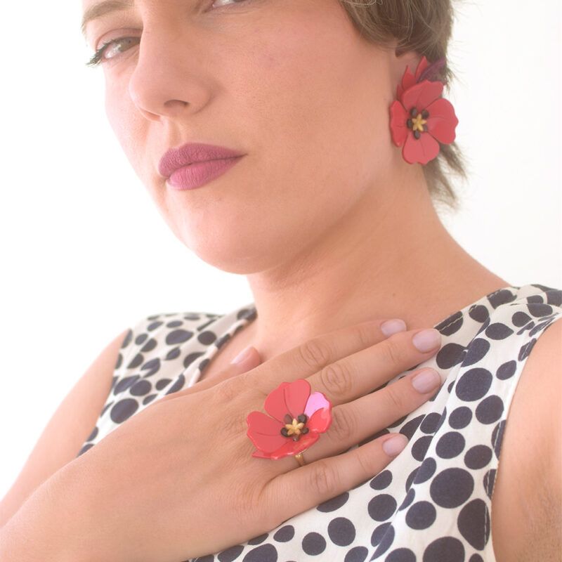 Alternative view of ANILLO AMAPOLA ROJA