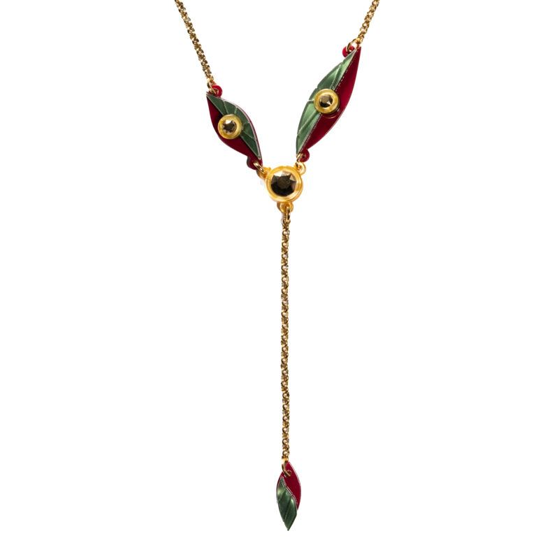 COLLAR HOJA BURDEOS